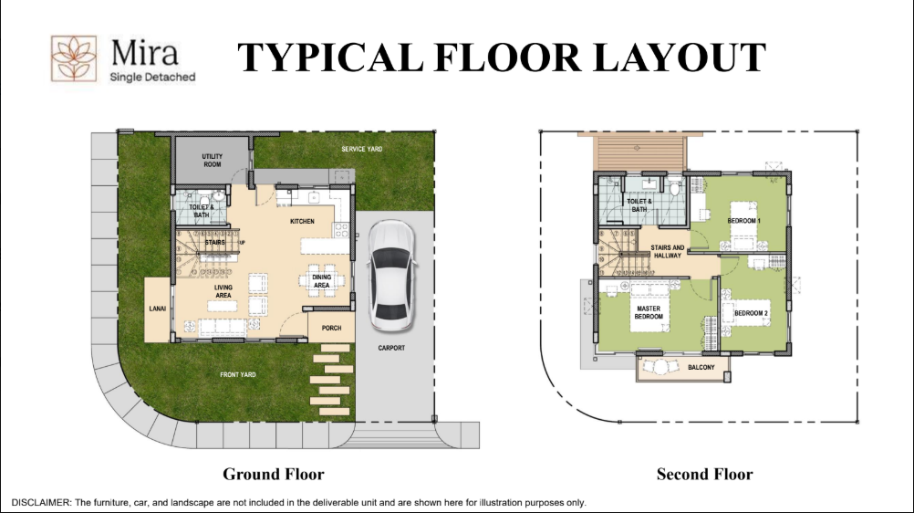 Mira Single Detached typical floor layout — ground and second floor